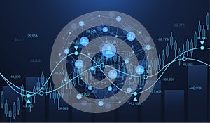 World business graph or stock market chart or forex trading graph in graphic concept. Financial investment or business