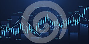 World business graph or stock market chart or forex trading graph in graphic concept. Financial investment or business