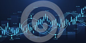 World business graph or stock market chart or forex trading graph in graphic concept. Financial investment or business