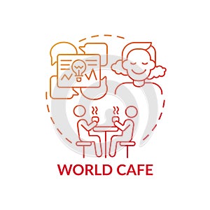 World cafe red gradient concept icon