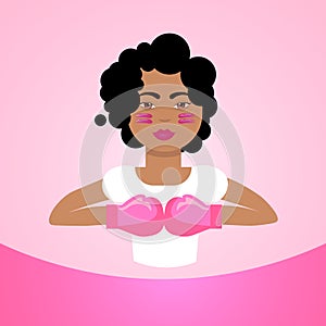 World Cancer Day Breast Disease Awareness Prevention Poster Female Wearing Boxing Gloves On Greeting Card