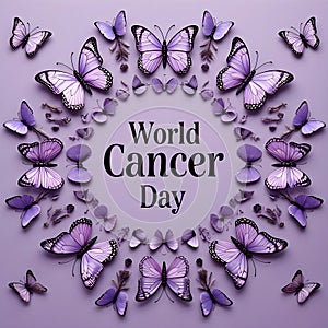 World Cancer Day:Lavender Butterfly Mandala Design photo