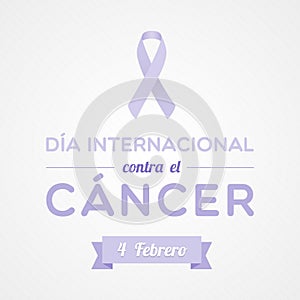 World Cancer Day in Spanish. Dia internacional contra el cancer. February 4. Vector illustration, flat design photo