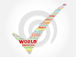 WORLD check mark word cloud concept