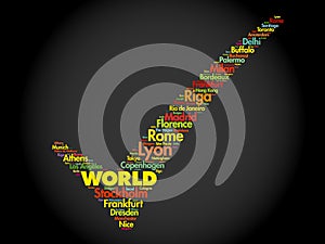 WORLD check mark word cloud concept