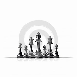 World Chess Day. Image of black chess pieces on a chessboard. International Chess Day. July 20. Side view. Closeup. White