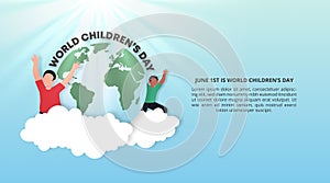 World Children\'s Day background with happy children around the world