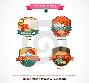 World Cities - Sydney, China, Fuji, Kilimanjaro