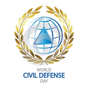 World civil defense day triangle globe logo