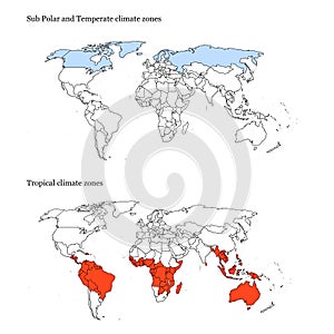 World climate zones map extremes photo