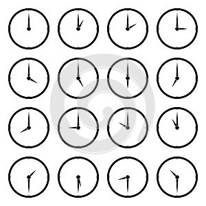 World clock, time zone vector icons