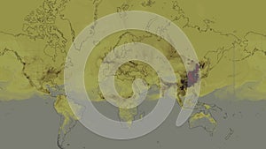 World CO2 concentration map from satellite in 2020 , climate change  during corona virus pandemic outbreak