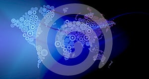 World cogs Background with global marketing , Digital Abstract technology background. Java, coding.