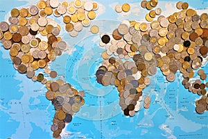 World coins assortment.