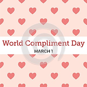 World Compliment Day concept. Seamless pattern with hearts, hand drawn illustration