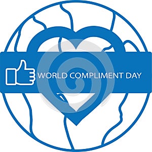 World Compliment Day icon, Calendar for each other icon, Compliment Day blue vector icon.