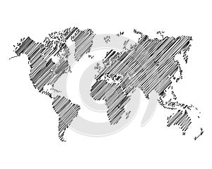 world continent thread map line vector illustration