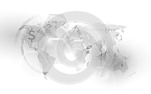 World countries currency map. Stock exchange. Abstract white technology background. Illustration vector