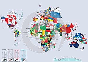 World country flags and map