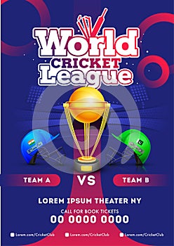 World Cricket League template or flyer design, match between Team A VS Team B