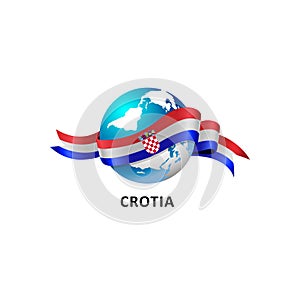 World with crotia flag