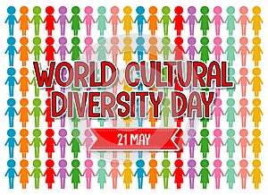 World Cultural Diversity Day logo or banner with different color people signs