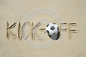 World Cup Brazil Kick-Off Message in Sand