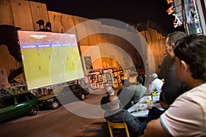 World Cup on Israeli separation wall in West Bank