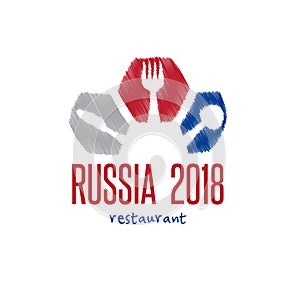 World Cup in Russia restaurant vector illustration with spo