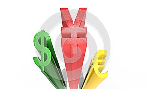 World Currencies 3d rendering