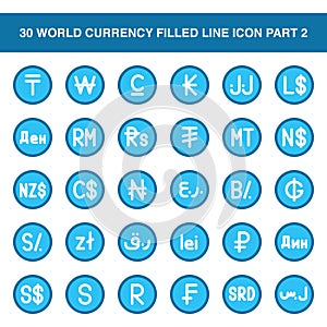 World Currency Icon Set Part 2 Filled Line Style Icon