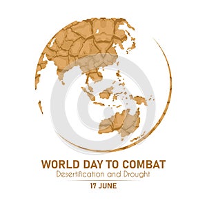 World Day Combat Desertification And Drought global world with dry soil texture sign vector design 