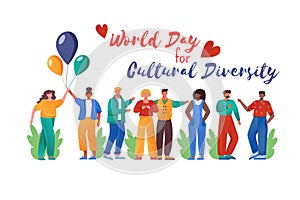 World day for cultural diversity flat poster vector template