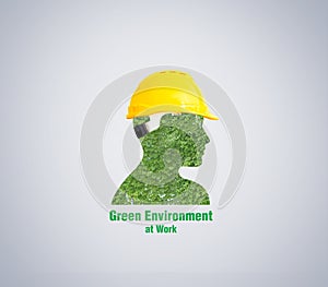 World Day for Safety and Health at Work concept. Green Leaf symbol of safety and health at the workplace. World Environment Day Co