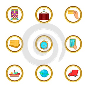 World delivery icons set, cartoon style