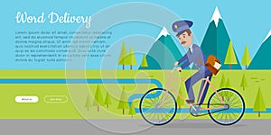 World Delivery Vector Web Banner with Postman