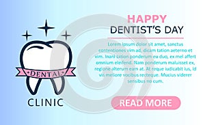 World Dentist Day. Vector illustration of logo tooth.Stomatology banner