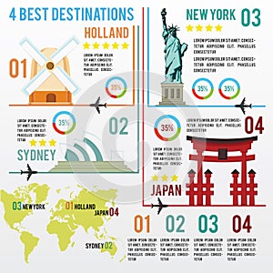 world destinations infographic. Vector illustration decorative design