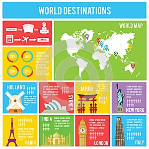 world destinations infographic. Vector illustration decorative design