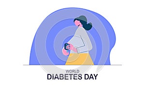 World diabetes day background, blood glucose testing meter and insulin production concept illustrati