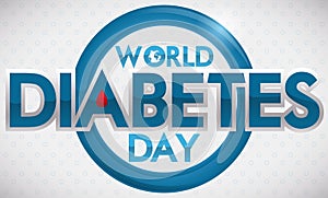 World Diabetes Day Banner with Blue Circle and Blood Drop, Vector Illustration