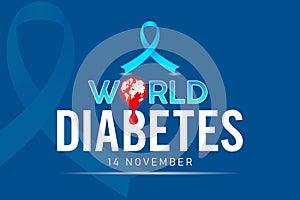 World diabetes day blue background, 14 November campaign or celebration day, applicable poster, flyer, banner design