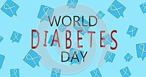 World diabetes day. Blue ribbon DIABETES. Modern style logo illustration for november month awareness campaigns.