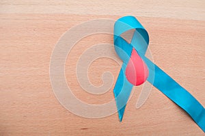World diabetes day. Blue ribbon DIABETES. Modern style logo illustration for november month awareness campaigns.
