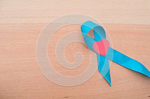 World diabetes day. Blue ribbon DIABETES. Modern style logo illustration for november month awareness campaigns.