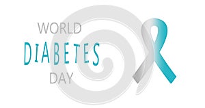 World diabetes day. Blue ribbon DIABETES. Modern style logo illustration for november month awareness campaigns.