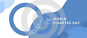 World diabetes day - blue ring circle sign and icon medical on abstract modern white blue background vector design