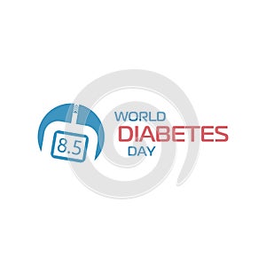 World diabetes day sign. Glucose meter medical device, blood glucose monitoring, determining concentration. Vector logo.