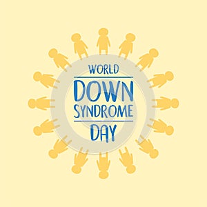 World down syndrome day yellow background and children around text