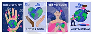 World Earth Day. Green planet. Environment conservation. Ecology protection. Globe map. Eco energy and save nature